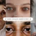A collage of five images showing different people with visible dark circles or puffiness under their eyes; center text reads "DARK CIRCLES UNDER EYES?" with the website www.kglowdiaries.com.