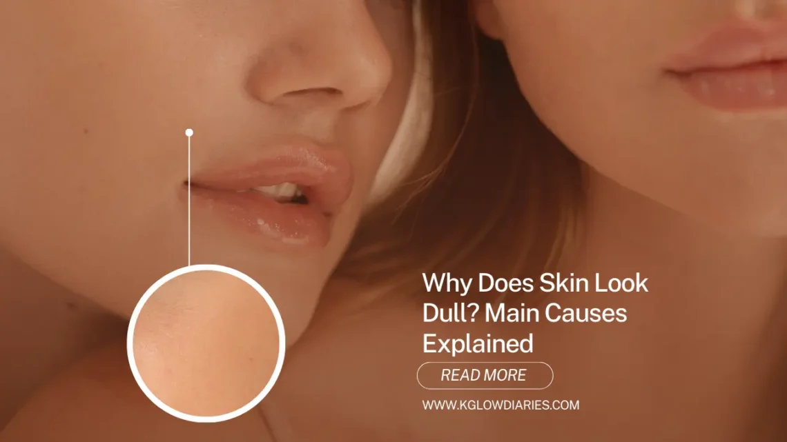 A wide banner featuring three women with glowing skin titled "WHAT IS Your Skin Type?". One woman applies cream to her face, while another has dots of product on her cheek. The website URL www.kglowdiaries.com is displayed at the bottom.