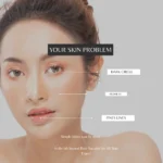 A close-up photo of a woman's face labeled "YOUR SKIN PROBLEM." Dotted lines point to specific areas of concern including Dark Circles under the eyes, Redness on the cheek, and Fine Lines around the mouth. The bottom text asks, "Is the 60-Second Rule Suitable for All Skin Types?".